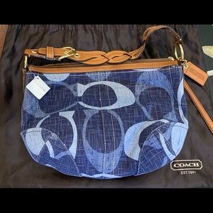 Coach denim braided handle purse